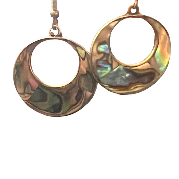 Vintage mexico abalone alpaca silver dangle earrings - Picture 3 of 6